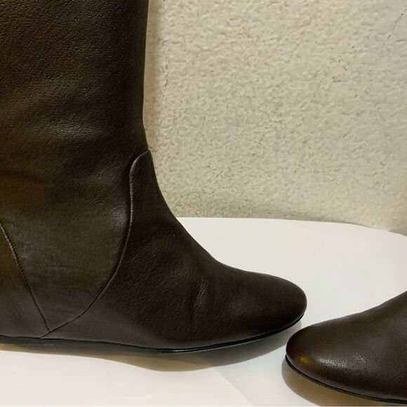 LANVIN BROWN LEATHER HIDDEN WEDGE BOOT SIZE 37 Italy - Picture 4 of 11